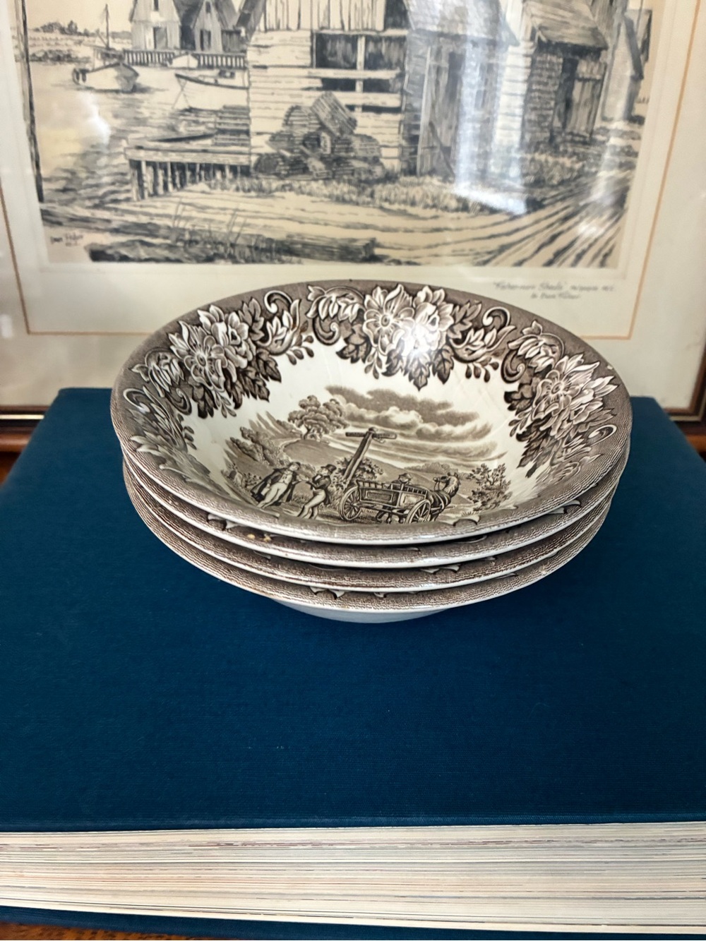Ridgway Dickens Series Bowls Set of 4 | Vintage Brown Transferware England